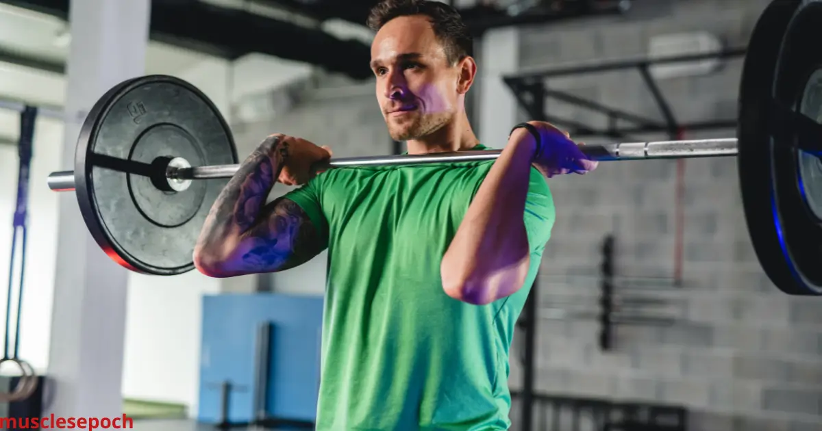 Person demonstrating proper military press technique with a barbell, focusing on posture, grip, and overhead press movement.