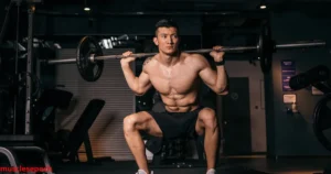 Athlete performing leg day workout focusing on quads, hamstrings, glutes, and calves.