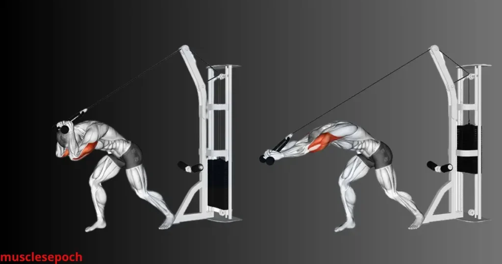 Beginner performing cable overhead tricep extension with a rope to isolate the long head of the triceps.