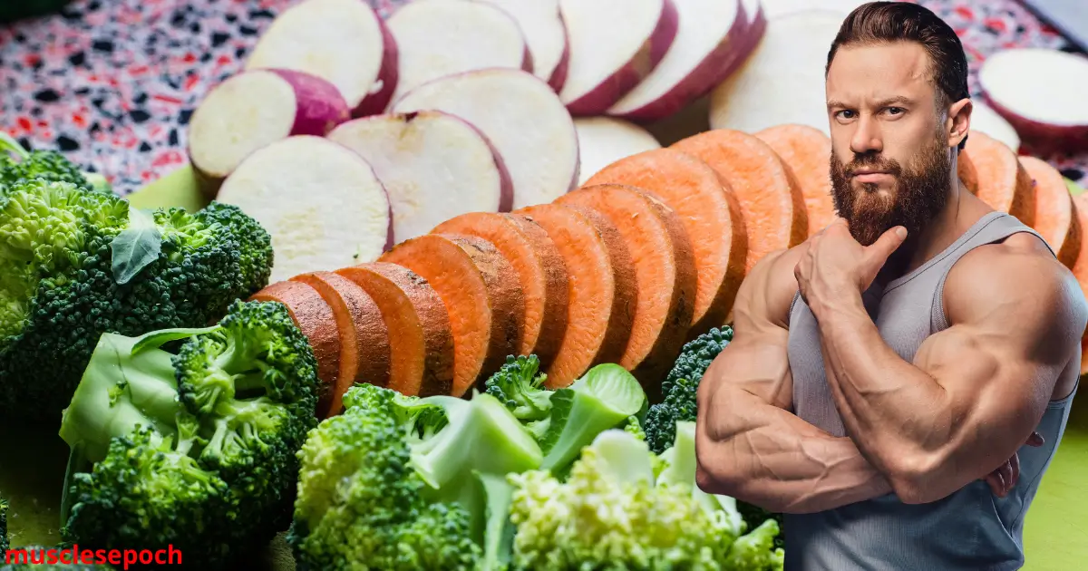Visual guide titled "Carb Cycling Meal Plan: A Beginner’s Guide to Burning Fat and Building Muscle" showing sample meals for breakfast, lunch, dinner, and snacks on a light wood background.