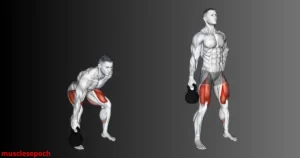 Person performing a Dumbbell Suitcase Deadlift while holding a dumbbell in one hand at their side, maintaining an upright posture to target the obliques, glutes, hamstrings, and lower back.