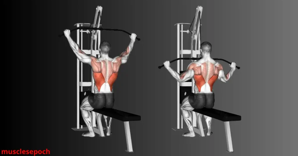 Athlete performing a lat pulldown exercise on a cable machine to strengthen the back muscles.
