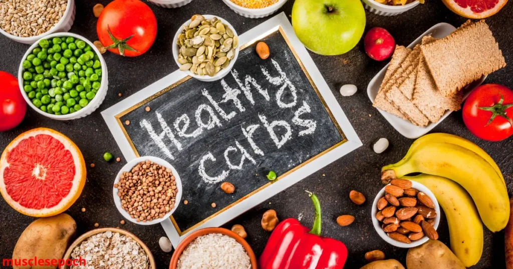 Sample Carb Cycling Meal Plan showing a full day of eating with portioned meals including protein, healthy fats, and varying carb sources arranged on clean white plates.
