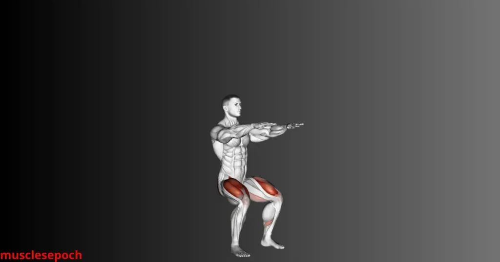 Person performing a wall sit against a flat wall, holding a seated position to engage leg muscles.
